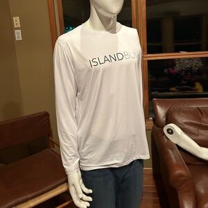 ISLANDBUM White with Blue Text Men's Long-Sleeve T-Shirt Size L Like New